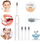 Escova de Dente Sônica Profissional IPX7 Recarregável com 4 Cabeças para Higiene Bucal Portátil