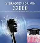 Escova de Dente Sônica Profissional IPX7 Recarregável com 4 Cabeças para Higiene Bucal Portátil